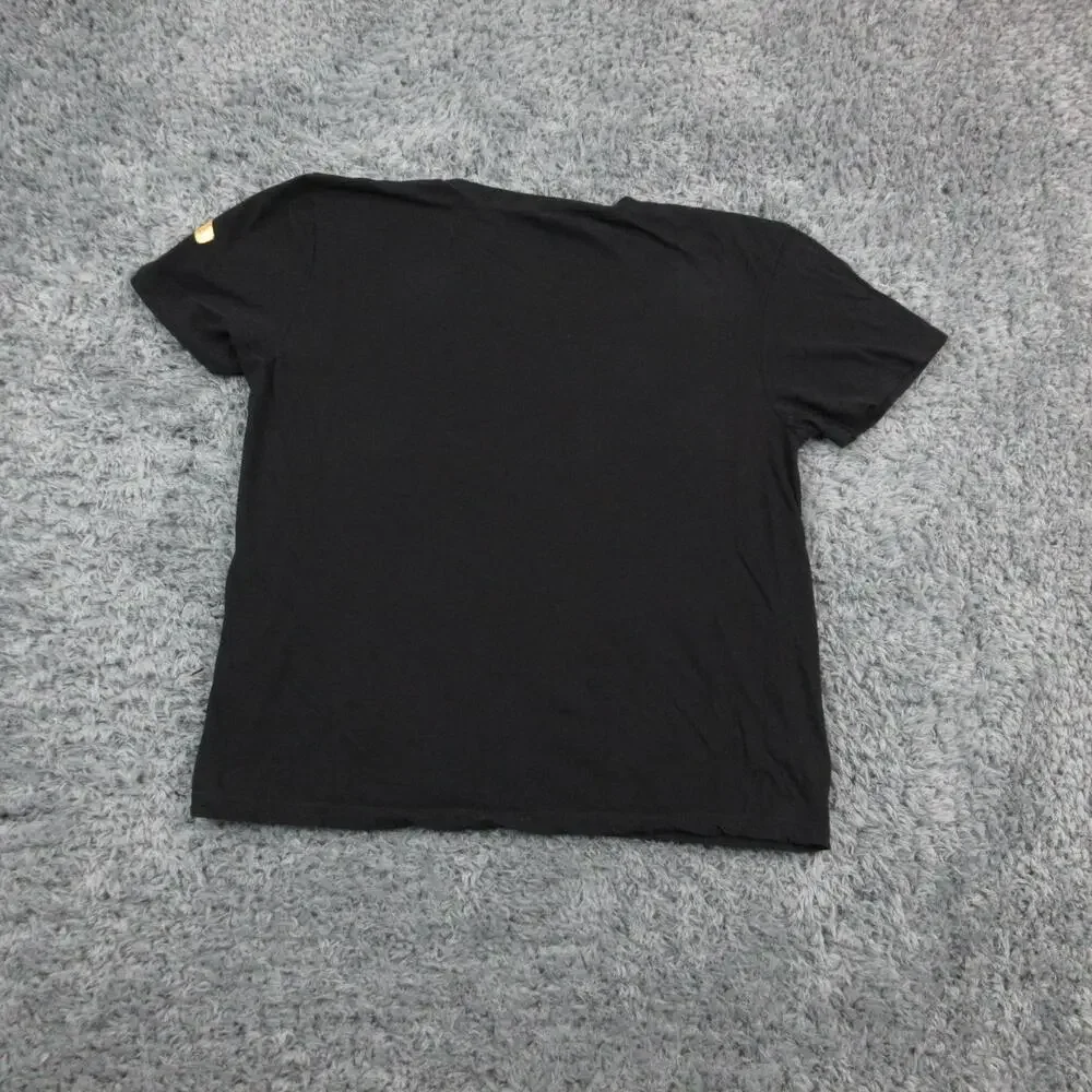 True Religion Shirt Mens Large Black Gold Foil Horseshoe Logo Graphic Cotton